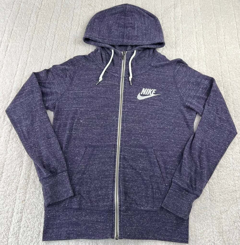 Nike purple heather zip up lightweight hooded sweatshirt size medium Y2K